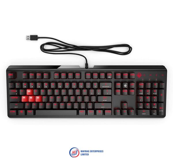 71yWuC82A1L._AC_SL1500_ Omen by hp wired usb gaming keyboard 1100 (black/red) - Image 1